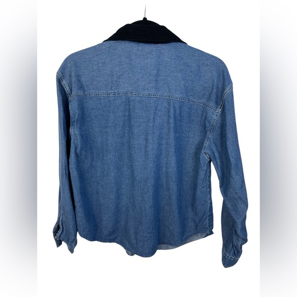 Quizz Again Blue Denim Vintage Button Up Embroidered Floral Top S Women’s EUC - Picture 3 of 15